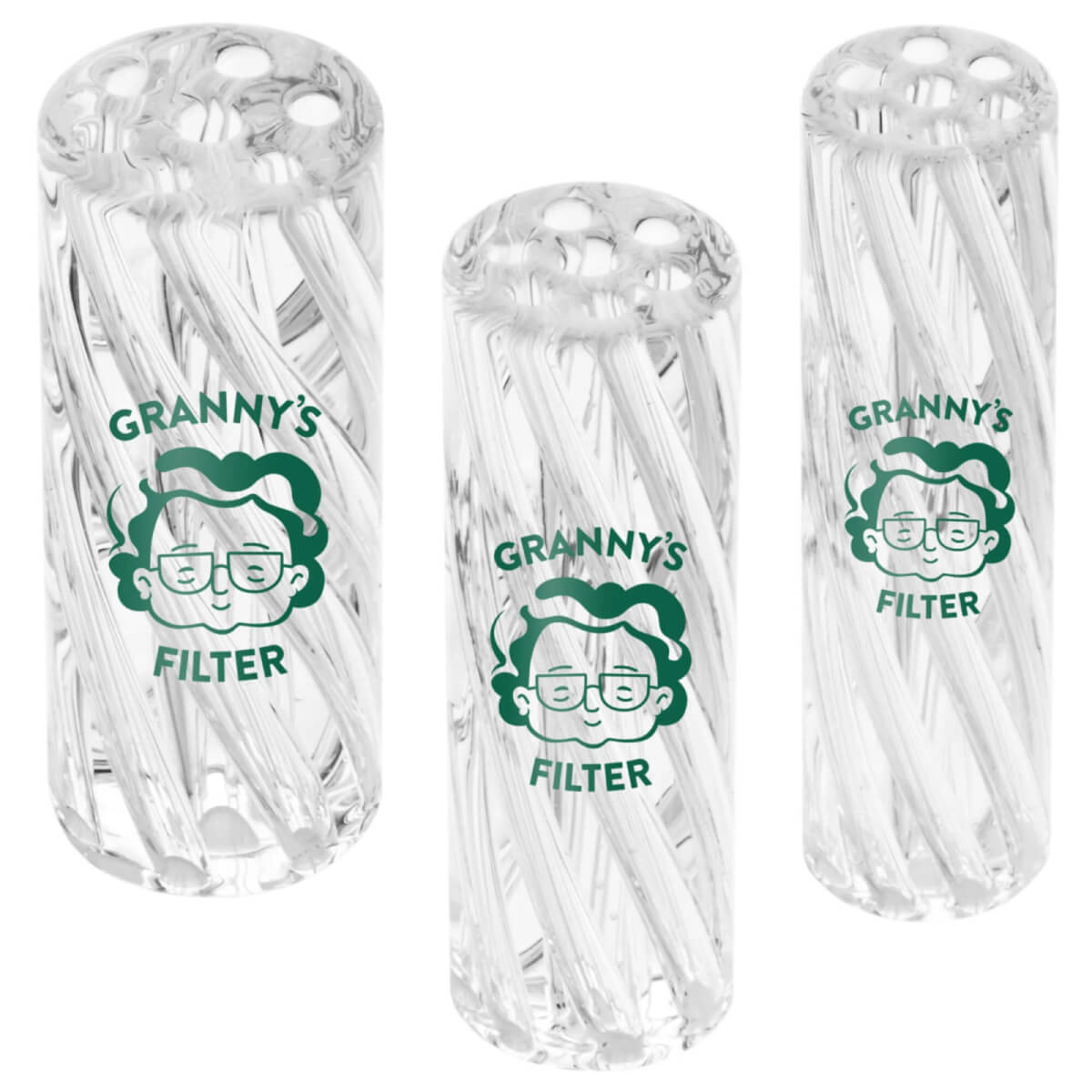 - Vortex glazen filtertips van Granny’s Weed in drie maten: 8, 10 en 12 mm